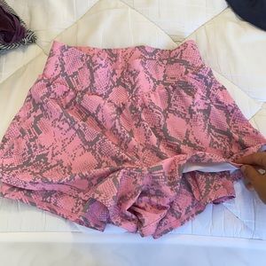 Fabletics pink snake print shorts with liner